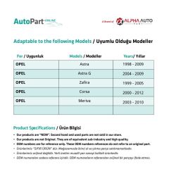 Opel Astra,Astra G,Zafira için Cam Açma Düğme Seti-SOL-8 Pin