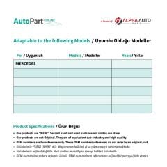 Mercedes için Ayna Zamak Somunu