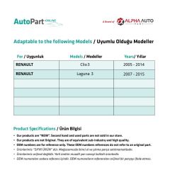 Renault Clio 3,Laguna 3 için Bagaj Kilit Parçası Plastiği