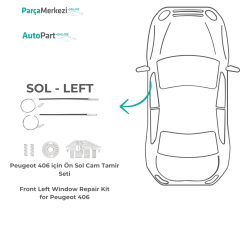 Peugeot 406 için Ön Sol Cam Tamir Seti
