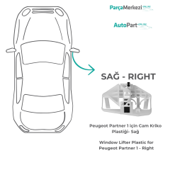 Peugeot Partner 1 için Cam Kriko Plastiği- Sağ