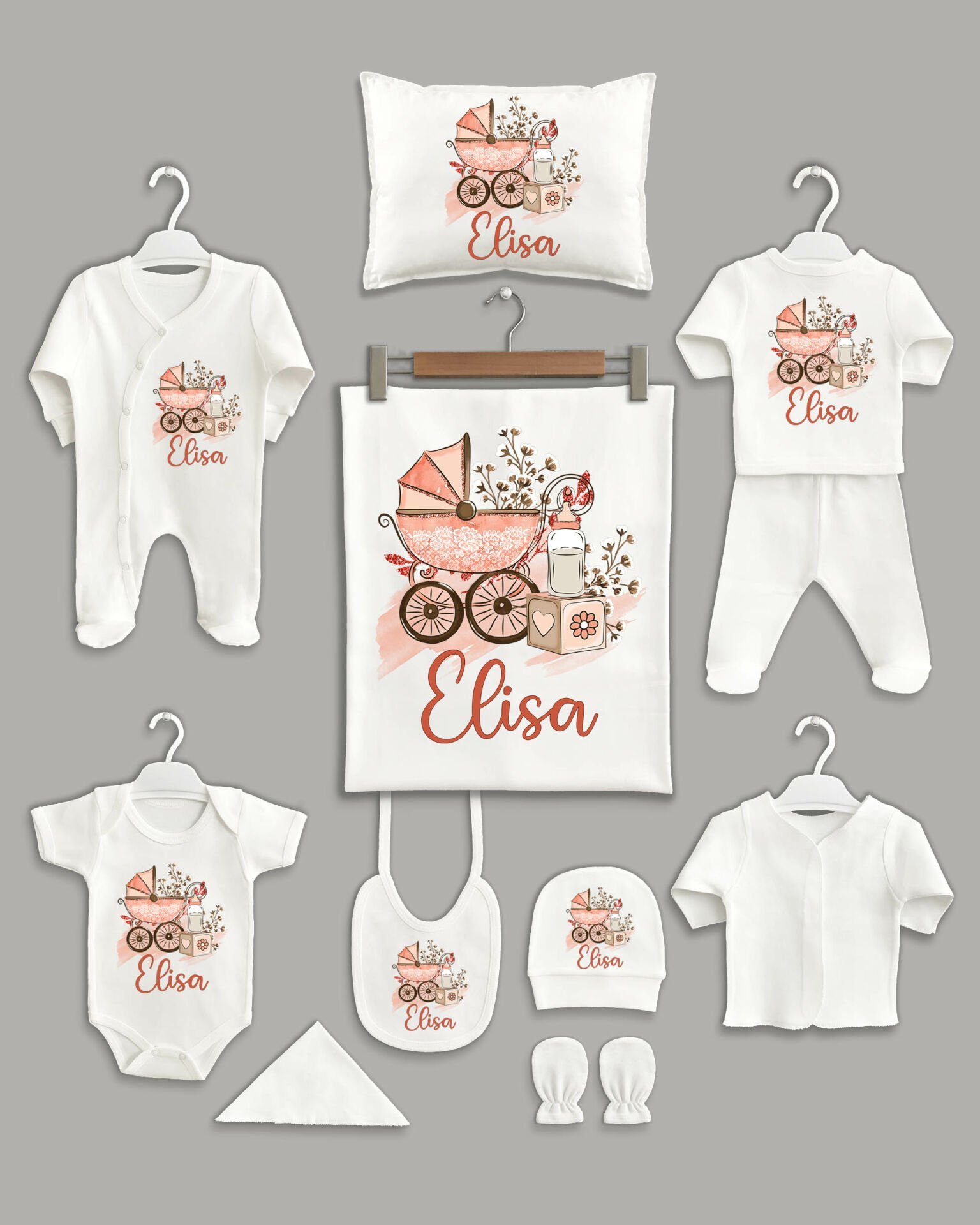 Cute Baby Modeli 11'li Organik İsme Özel Hastane Çıkışı