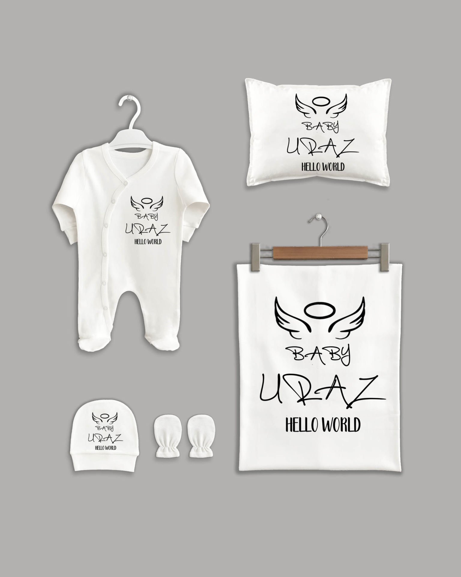 Baby Angel Desing 5'li Organik İsme Özel Hastane Çıkışı