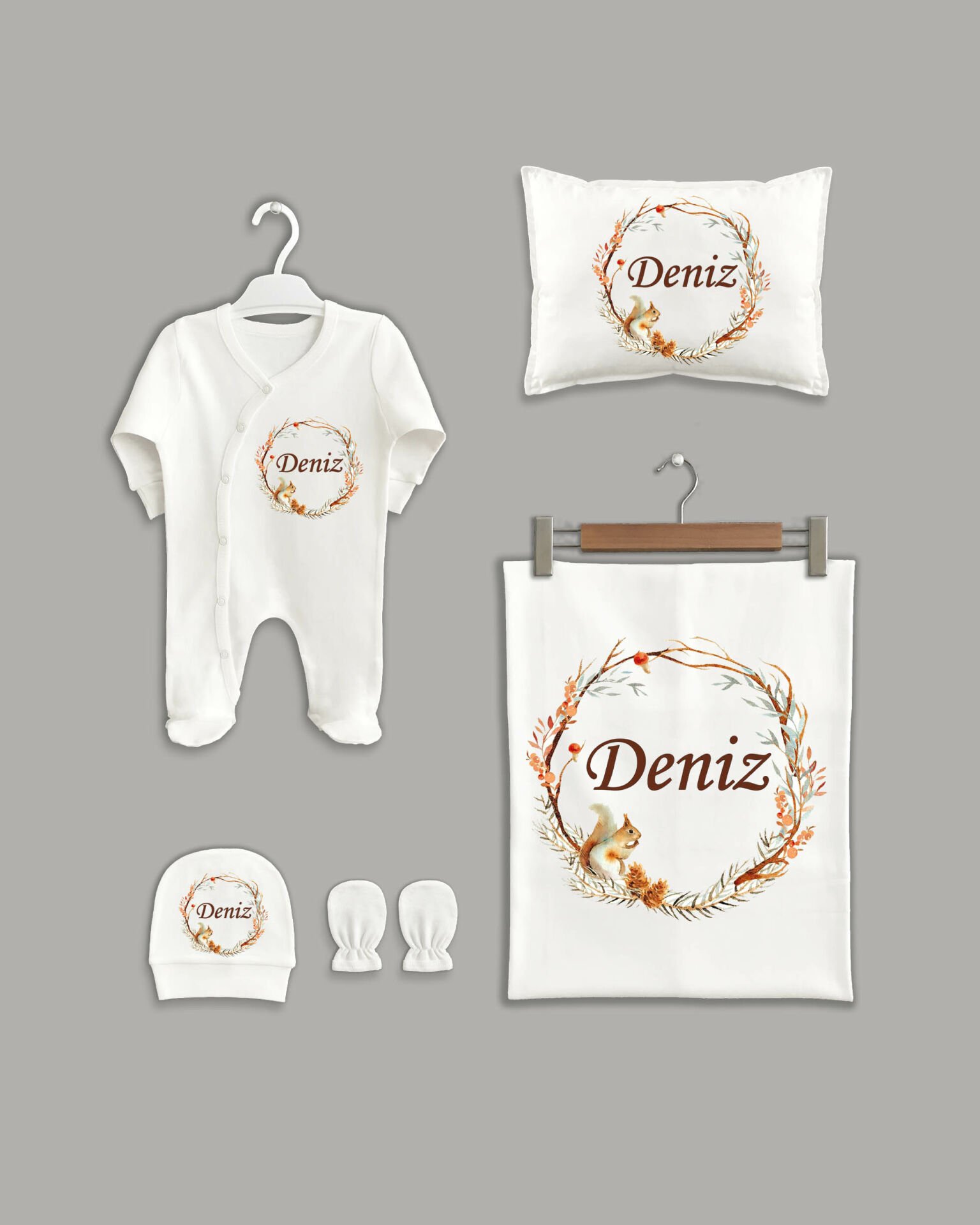 Sincaplı Çelenk Modeli 5'li Organik İsme Özel Hastane Çıkışı