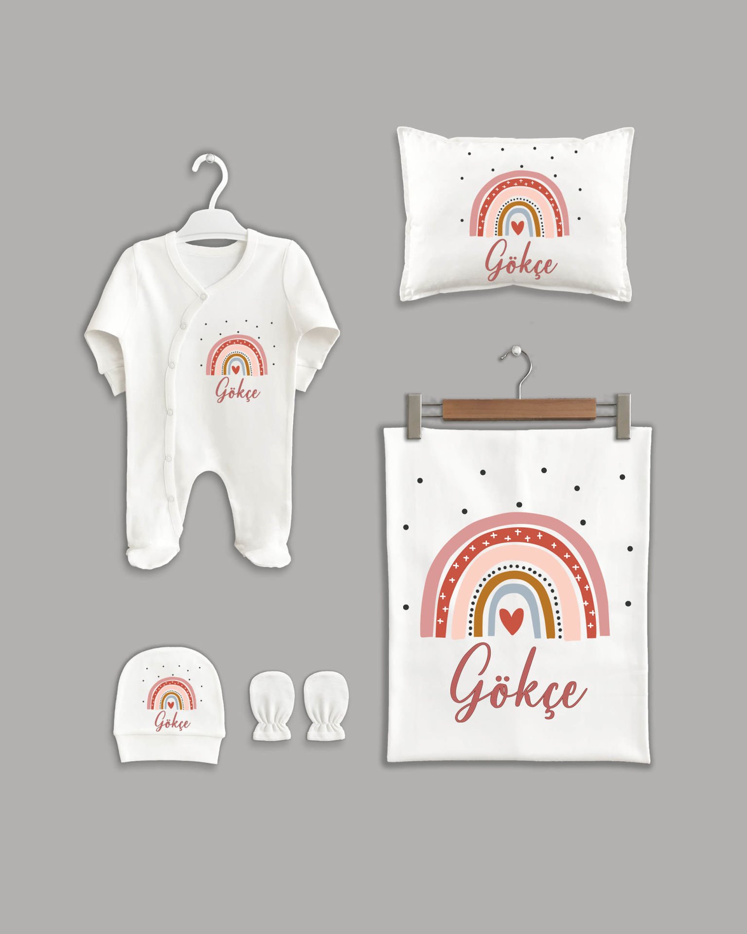 Rainbow Desing 5'li Organik İsme Özel Hastane Çıkışı