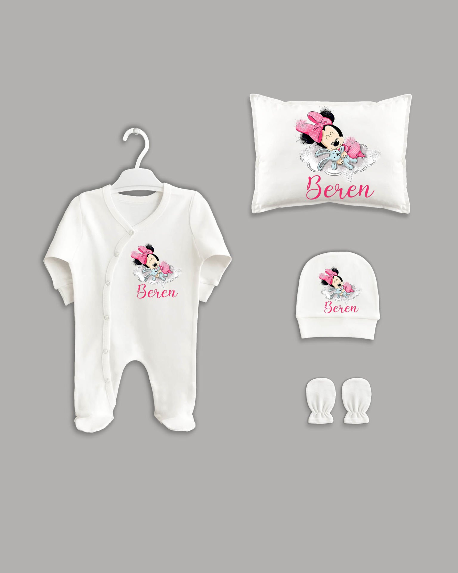 Mickey Mouse Modeli 4'lü Organik İsme Özel Hastane Çıkışı