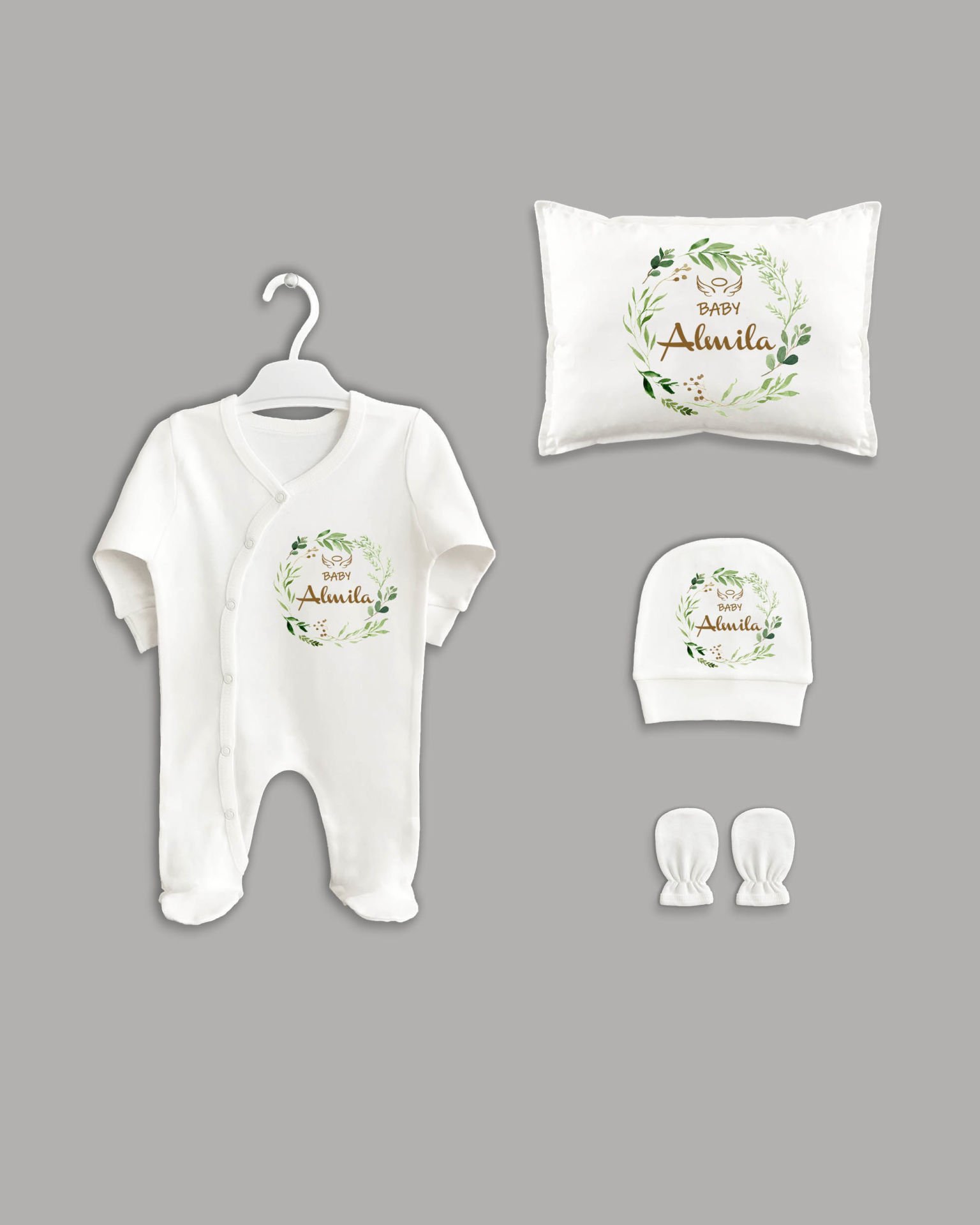 Soft Yaprak Modeli 4'lü Organik İsme Özel Hastane Çıkışı