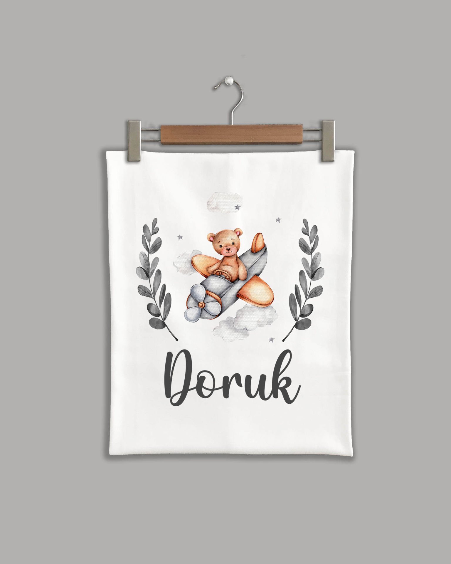 Uçakta Sevimli Ayıcık Modeli Organik Battaniye