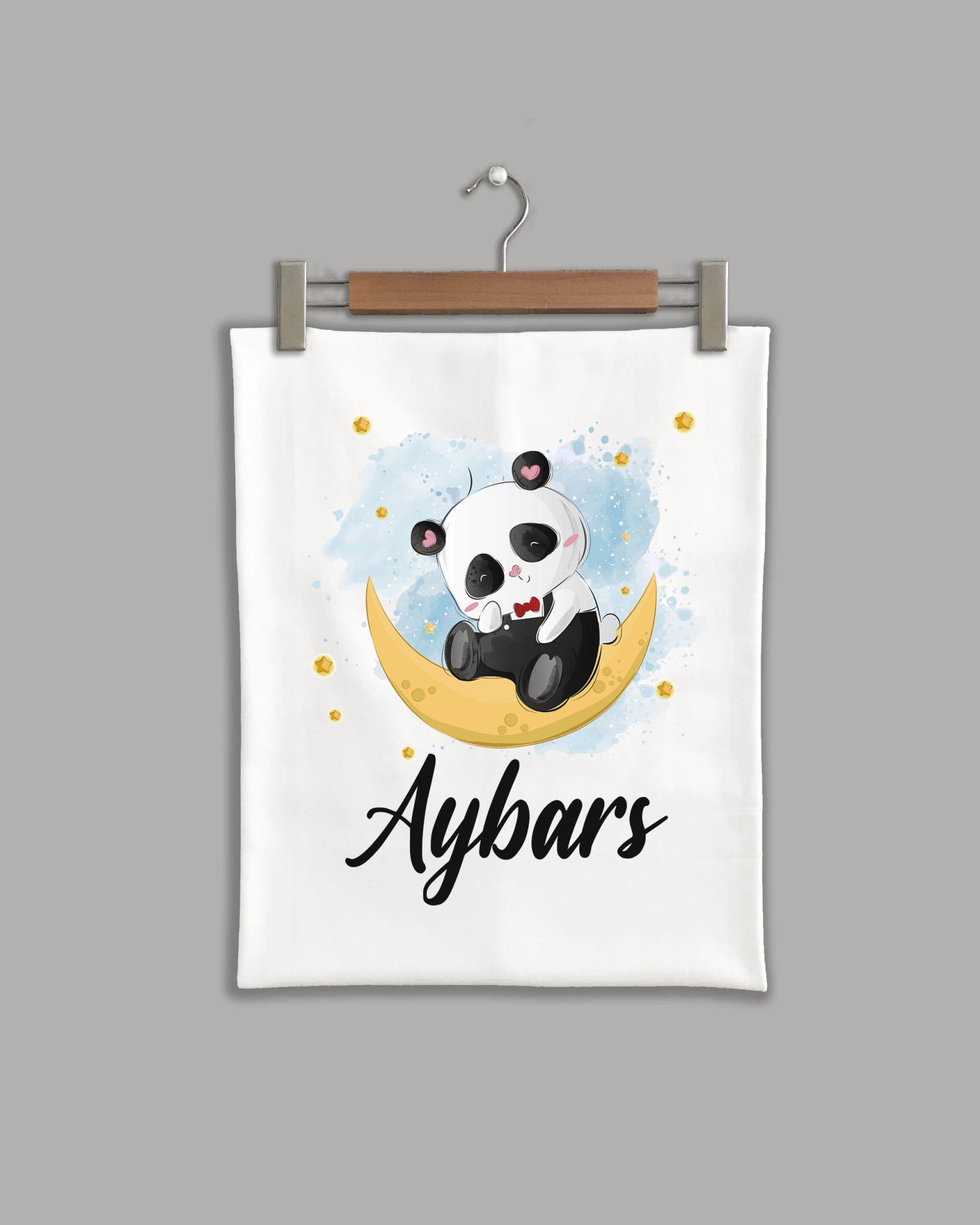 Ay Üstünde Panda Modeli Organik Battaniye