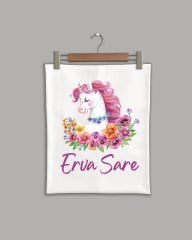 Çiçekli Unicorn Modeli Organik Battaniye