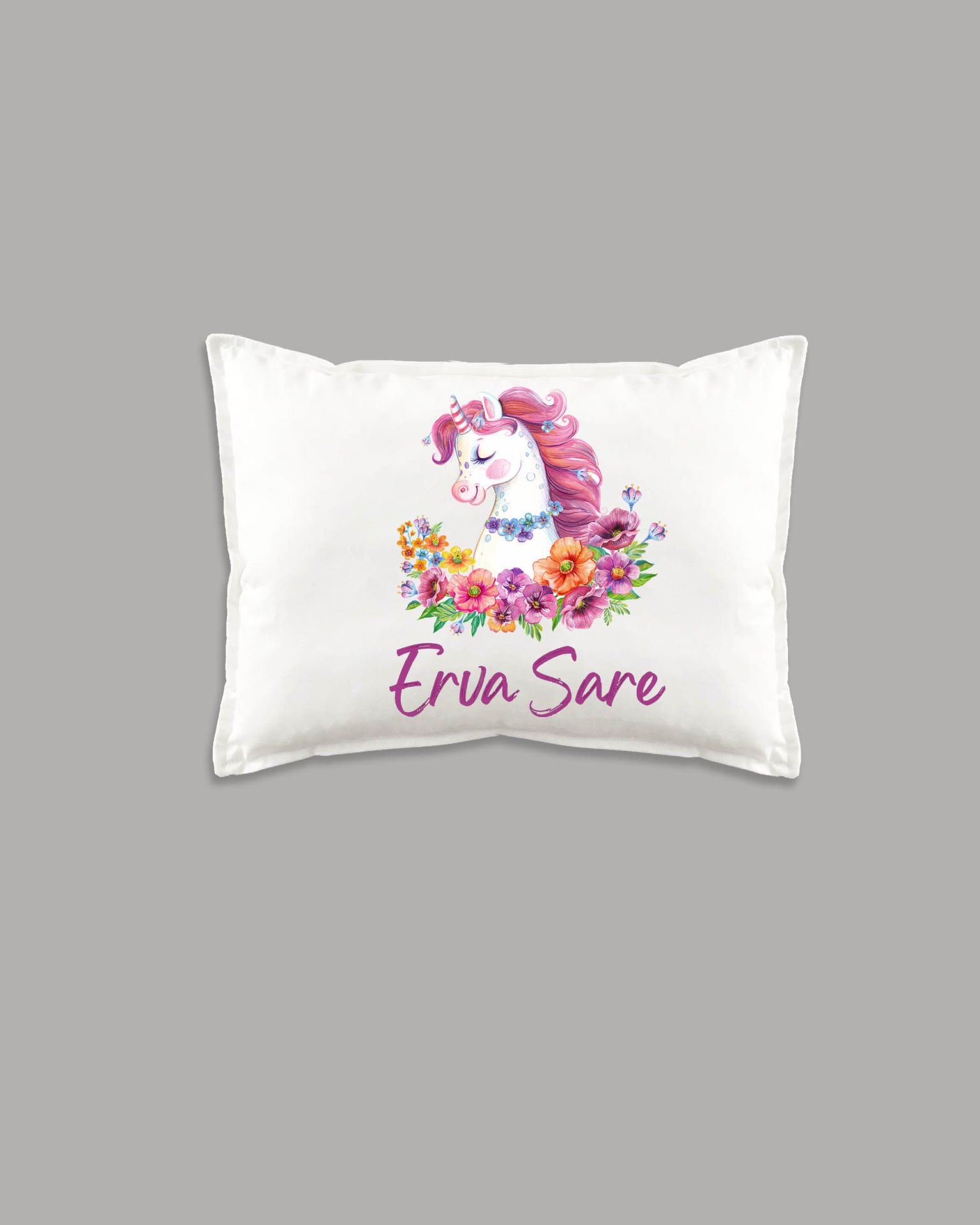 Çiçekli Unicorn Modeli İsimli Yastık