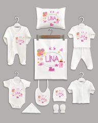 Cute Baby 11'li Organik İsme Özel Hastane Çıkışı