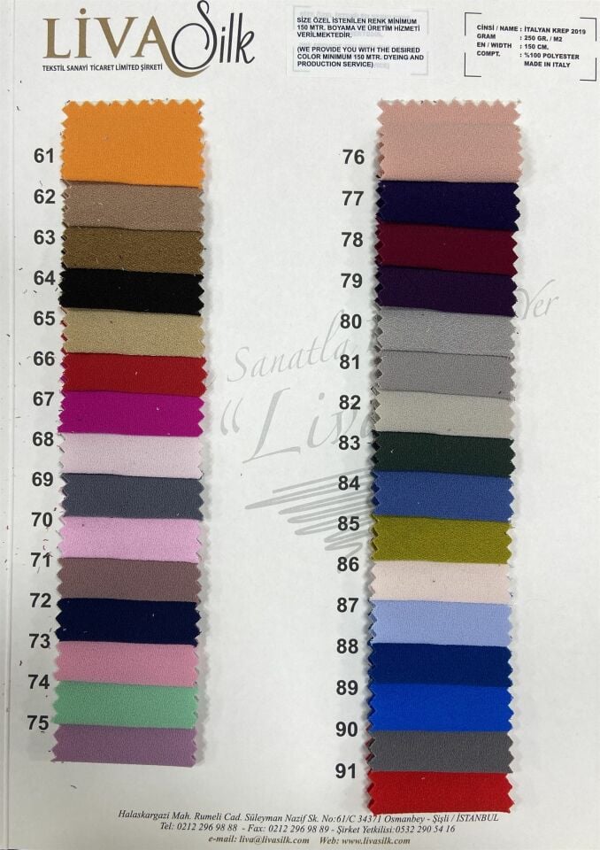 İtalyan Krep 1 Metre Siyah Kumaş (col-30)