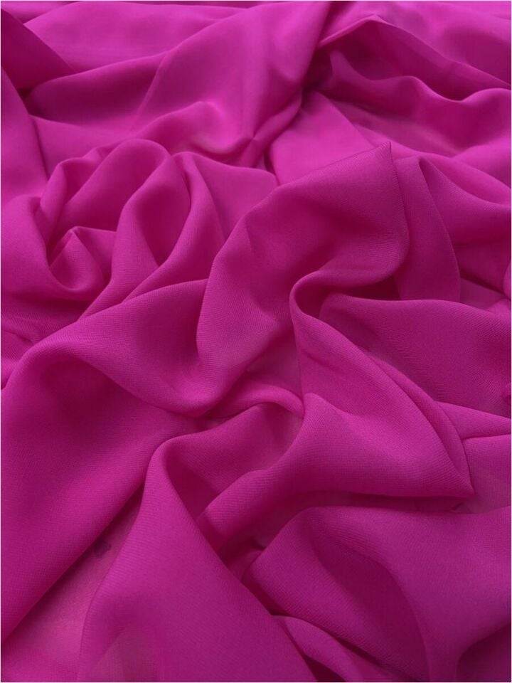 İpek Nano Şifon 1 Metre Fuşya Kumaş (col-12)