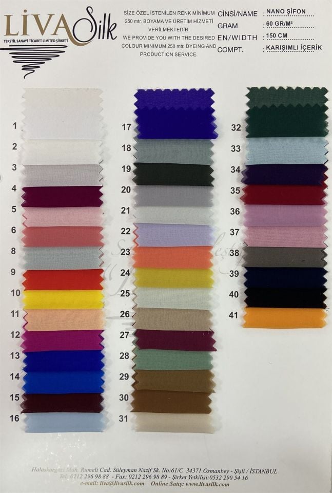 İpek Nano Şifon 1 Metre Gül Kurusu Kumaş  (col-36)