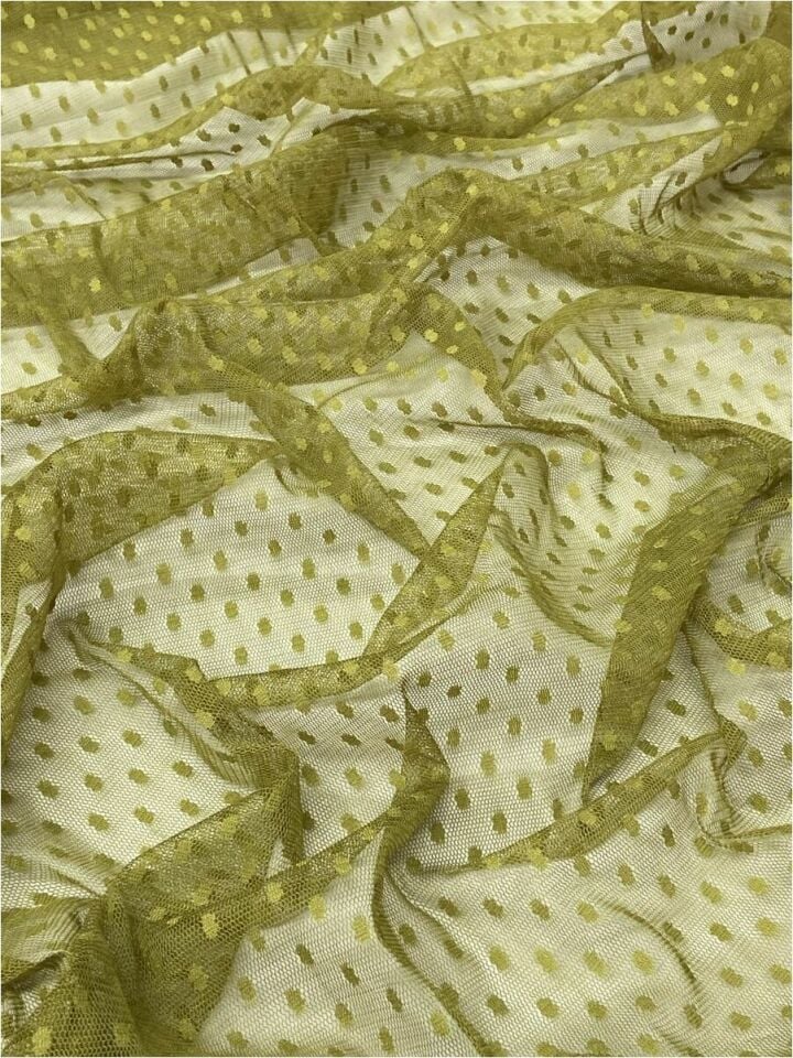 Polka Dot Tulle 1 Meter Khaki Green Fabric (col-25)