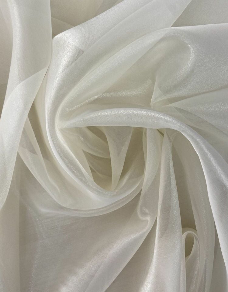 Linda İpek Organza 1 Metre Ivory Kumaş (col-01)