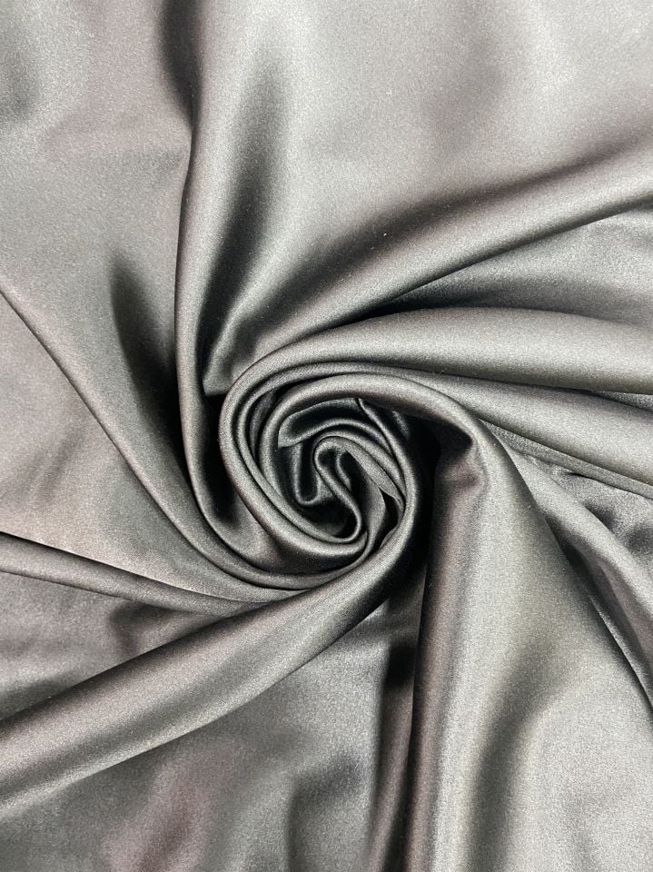 70 Gr İpek Likralı Saten 1 Metre Siyah Kumaş (col-30)