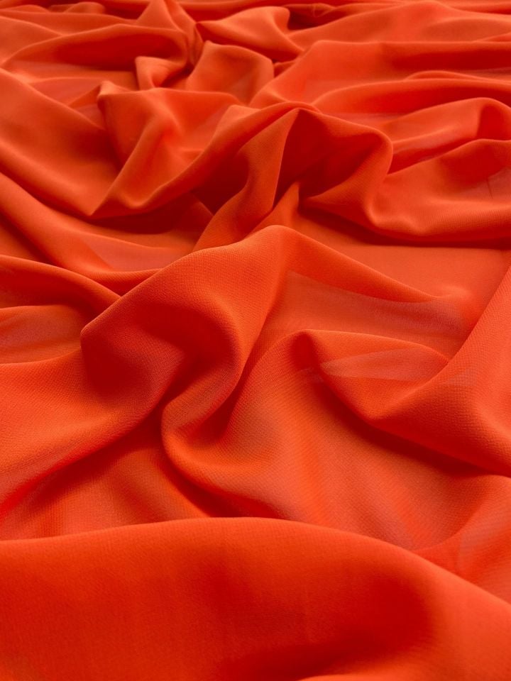 85 Gr Sentetik Silky Elegance Şifon Koyu Orange 1 Metre Kumaş (col-63)