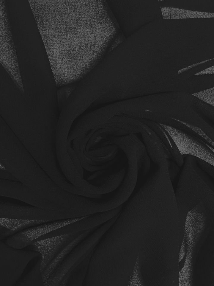 Sentetik Krep Silky Jorjet  Şifon Kumaş Black (col-30)