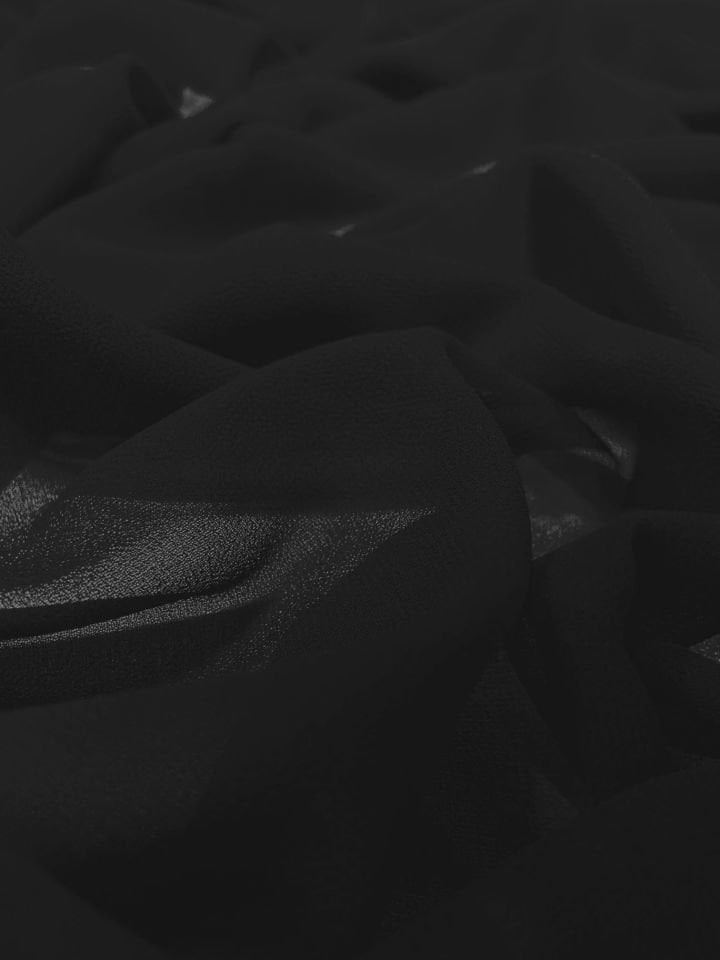 Sentetik Krep Silky Jorjet  Şifon Kumaş Black (col-30)