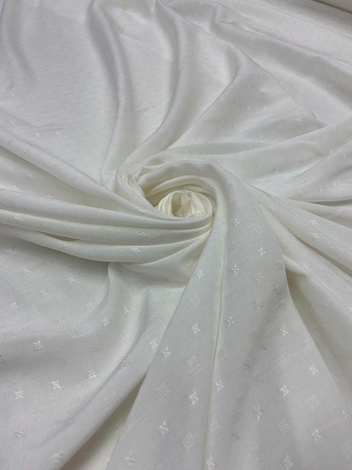 Vegan İtalyan Brokar Viskon Jakar Kumaş Off-White (col-2024-5005)