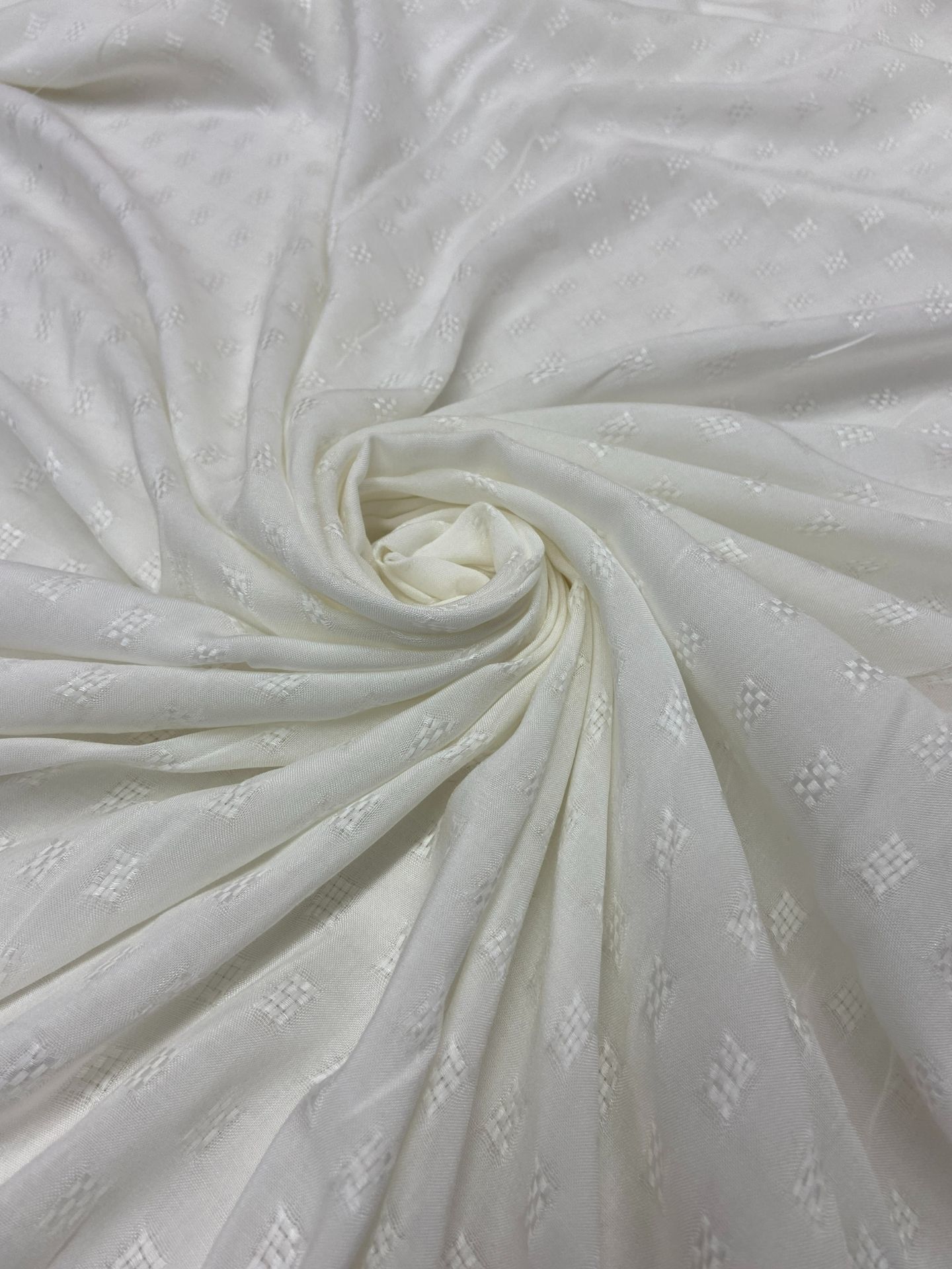 Веганская итальянская парчовая вискозная жаккардовая ткань Off-White (col-2024-5008)
