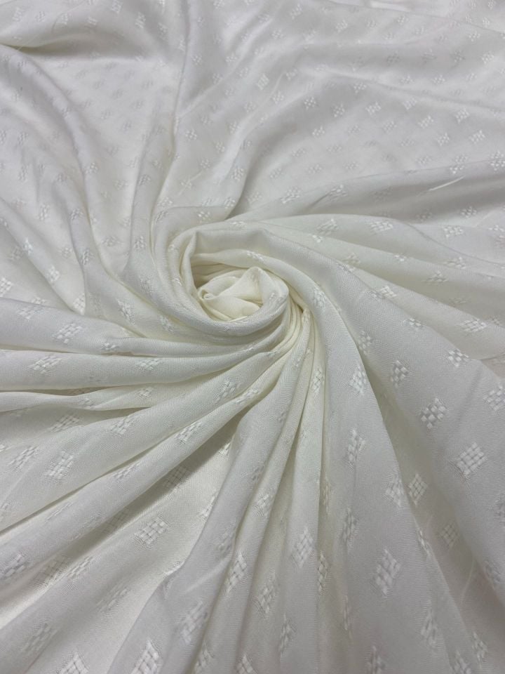 Веганская итальянская парчовая вискозная жаккардовая ткань Off-White (col-2024-5008)