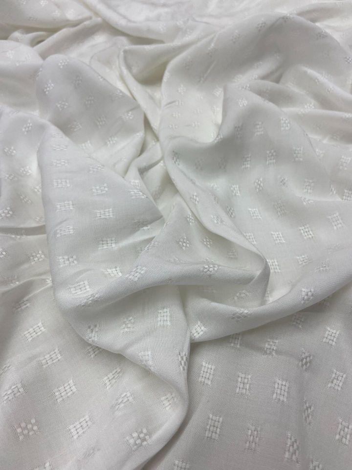 Веганская итальянская парчовая вискозная жаккардовая ткань Off-White (col-2024-5008)