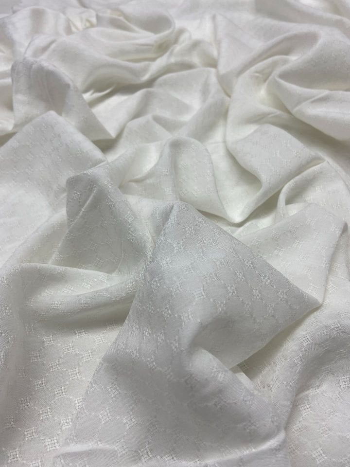 Vegan İtalyan Brokar Viskon Jakar Kumaş Off-White (col-2024-5003)