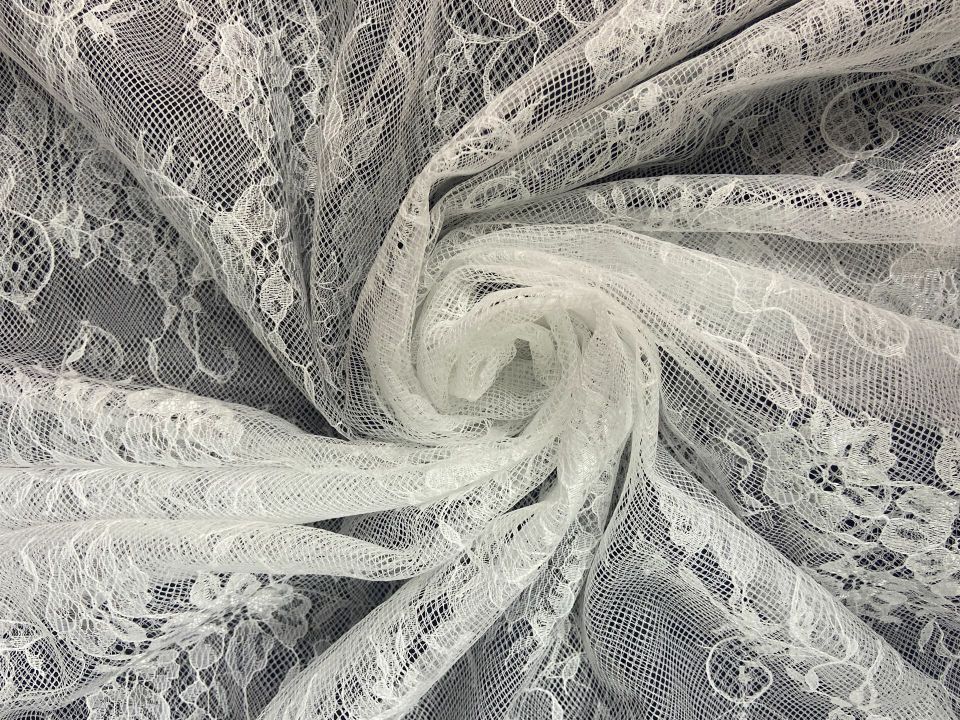 Fransız Kupon Lace Embrodery Dantel  Kırık Beyaz Kumaş 1 Kupon (3metre) (col-2023-01)