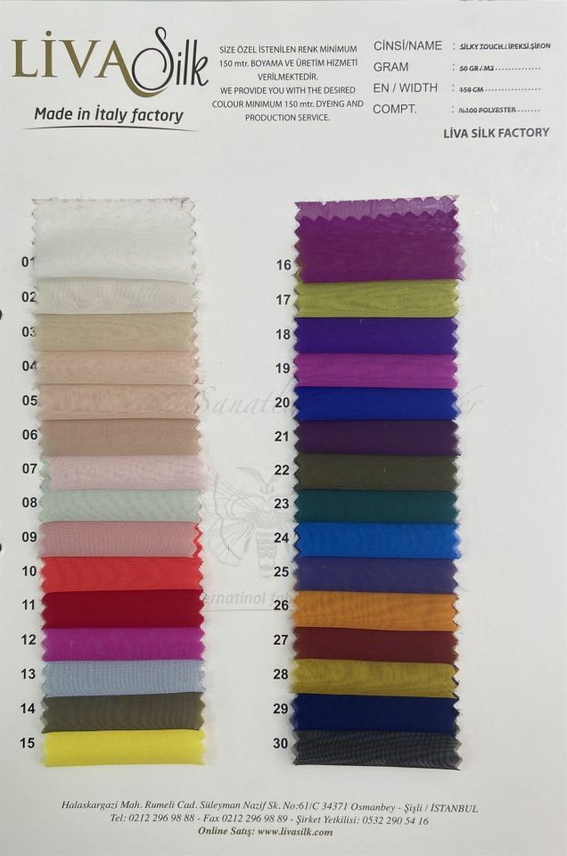 Silky Touche İpeksi Şifon 1 Metre Kırık Beyaz Kumaş (col-01)