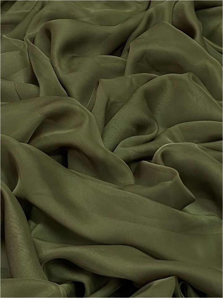 Silky Touche İpeksi Şifon 1 Metre Haki Yeşili Kumaş (col-022)