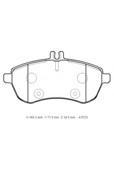 Mercedes E Class- W211- 07/09 Ön Fren Balatası (kablosuz) (disk) (146.2x71.5x19.5) A0054201220