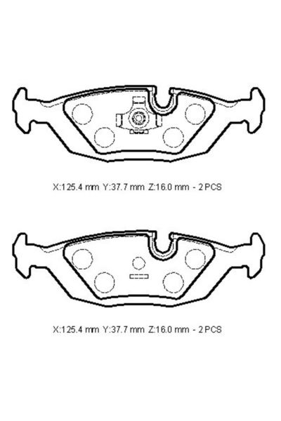 Bmw 3 Serı Uyumlu - E30- 84/91; Arka Fren Balatası 316/318/320/325 (kablosuz)(disk)(125,40x37,70x16)