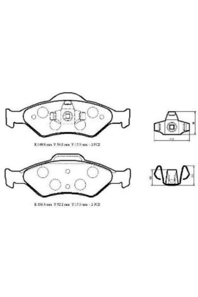 FORD FIESTA- 00-02 ÖN FREN BALATASI 1,0-1,3-1,4-1,8 (DİSK) (149,9X54X17,5-151,4X52,2X17,5) OEM NO: Y