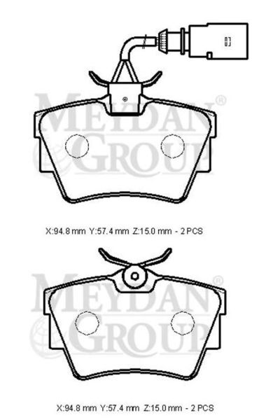 Volkswagen Transporter- T4- 96/01; Arka Fren Balatası (2 KABLOLU)(DİSK)(94,8X57,4X15) 7d0698451b