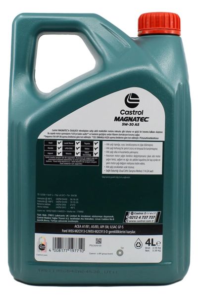 Magnetec 5w-30 A5 Motor Yağı 4 Litre - Üretim Yılı 2024