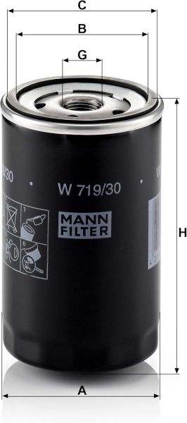 Mann W 719/30 Mann Audi 100 Benzinli 1990 - 1994 Yağ Filtresi