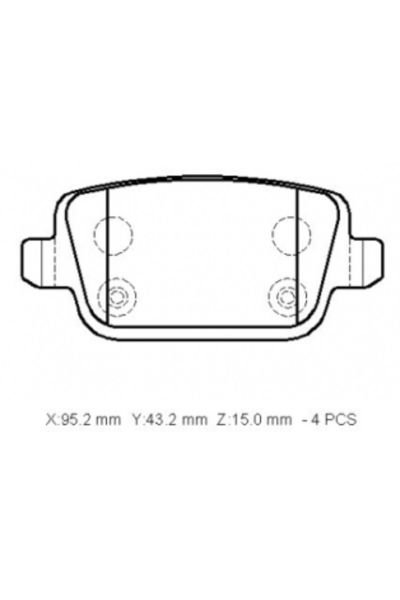 Ford Mondeo 07/11 Arka Fren Balatası 1.6/1.8/2.0/2,3/2.5cc (Disk)(95,2x43,2x15)(bramax)