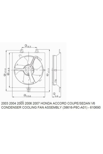 -ParçaAnında HONDA ACCORD- 03/08; KLİMA FAN DAVLUMBAZI KOMPLE SAC (2.4CC) V6 (4KANAT)