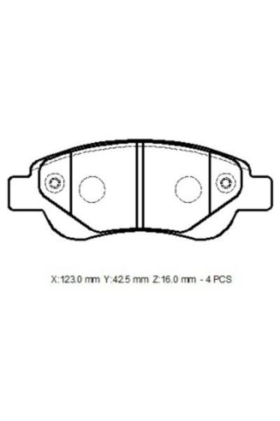 CITROEN C1- 07/13; ÖN FREN BALATASI (DİSK)(123X42,7X16)(BRAMAX)