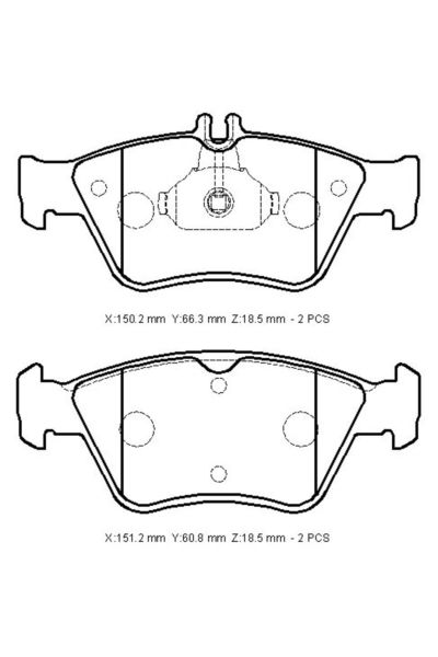 S Class- R170- 98/99; Ön Fren Balatası (150,2X66,3X18,5/151,2X60,8X18,5)( A0024204420