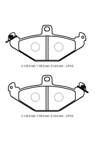 Renault Safrane 92/96 Arka Fren Balatası (Kablosuz)(disk) (125,8x58,5x14,8) (Fmk)