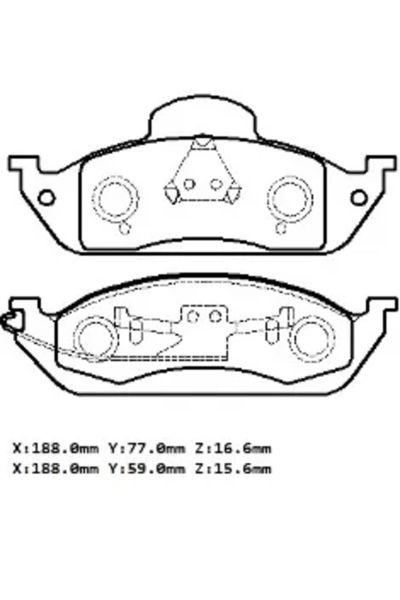 MERCEDES ML CLASS- W163- 98/05; ÖN FREN BALATASI (KABLOSUZ)(188X77X16,6/18;8X59X15.6)(BRAMAX)