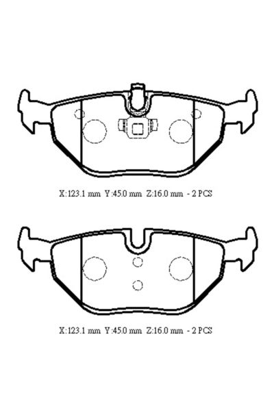 Rover 75 Sd 00/04 Arka Fren Balatası (Kablosuz)(disk) (123,1x45x16)(bramax)