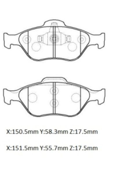 Ford Fusıon- 03/11 Ön Fren Balatası 1,25/1,4/1,6cc (disk)(151,3x55,5x18,54/15 0,50x59x18,54)(bramax