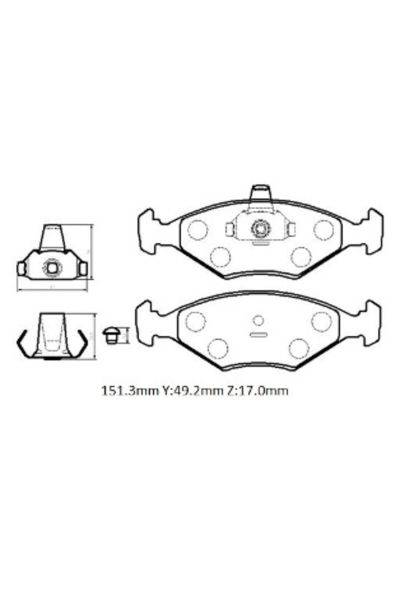 Fiat Palio 97/02 Ön Fren Balatası 1,2/1,4/1,6 (Kablosuz)(disk) (151.3x49,2x17) (Fmk)