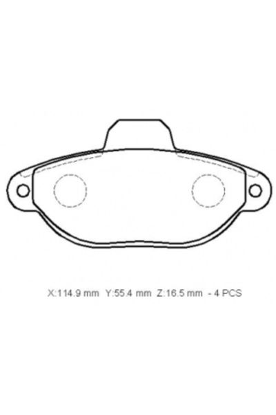 Ford Ka 09/10 Ön Fren Balatası 1.2cc (Kablosuz)(disk) (114.9x55.4x16.5) (Bramax)
