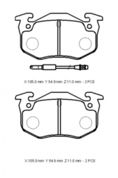 Peugeot 306 Sd/hb 93/96 Arka Fren Balatası (2 Kablolu)(disk) (105x54,9x11)(bramax)